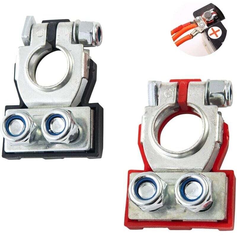 2 Stück Autobatterieklemmen, Autobatterie-Anschlussklemmen, Plus- und Minuspolklemmen für Autobatterien, für Transporter, Wohnwagen und Wohnmobile