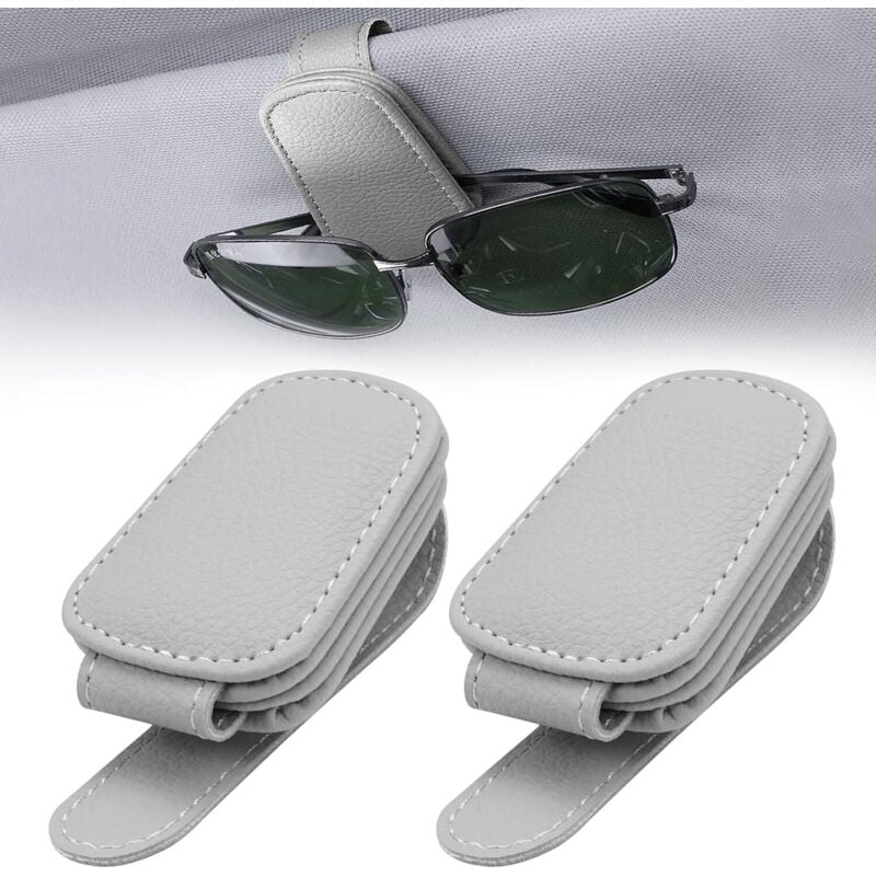 2 Stück Brillenhalter aus Leder fürs Auto, Brillenhalter fürs Auto, Brillenhalter fürs Auto, Brillenhalter für die Auto-Sonnenblende für alle