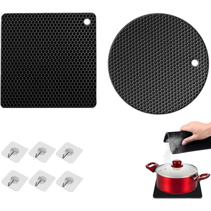 Bluedeer - 2 Stück Extra dicke Silikon-Untersetzer, hitzebeständig, Mehrzweck-Tischsets für heiße Töpfe, Pads, Pfannen, Geschirr
