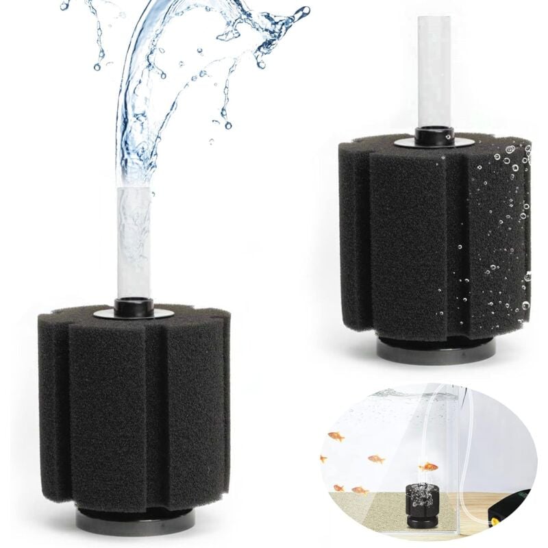 Aougo - 2 Stück Filternetzschutz, Schwammfilter, Aquarium-Luftfilter, biochemischer Schwammfilter für Aquarium, Aquarium
