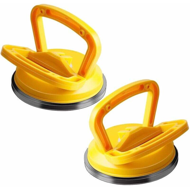 Lablanc - 2 Stück Glas-Saugnapf, Fliesen-Saugnapf, max. 40 kg Kapazität, 118 mm Glaser-Saugnapf, Handhabungs-Saugnapf für Fliesen, Glas, Holz, Gelb