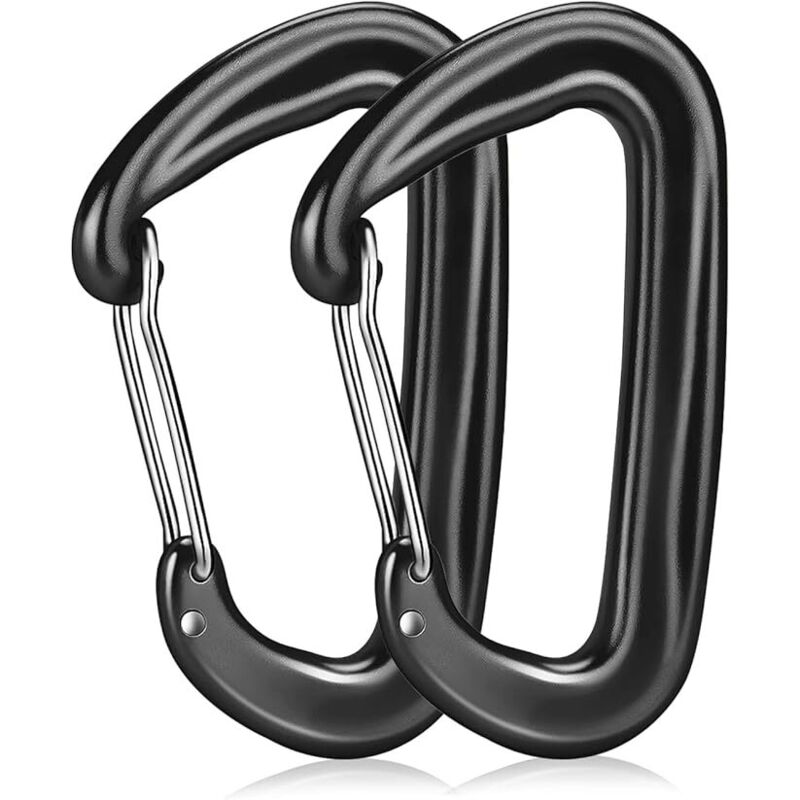 Stück große Karabiner, Tragkraft 1200 kg, Karabiner aus Aluminiumlegierung, robuster Karabiner für Camping, Wandern, Reisen, Angeln – Schwarz