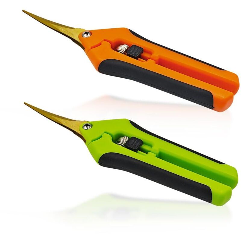 2 Stück Hand-Gartenschere mit titanbeschichteten gebogenen Klingen, Gartenschere, Gartenschere für Blumen, Rosen, Früchte, Pflanzen, Zäune,