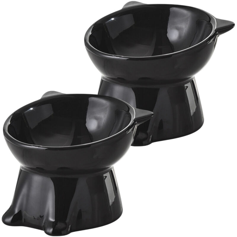 2 Stück Katzenfutter- und Wasserschüssel, Höhenverstellbare, um 15° neigbare Katzen- und Hundeschüssel für Futter & Wasser, Anti-Erbrechen und leicht