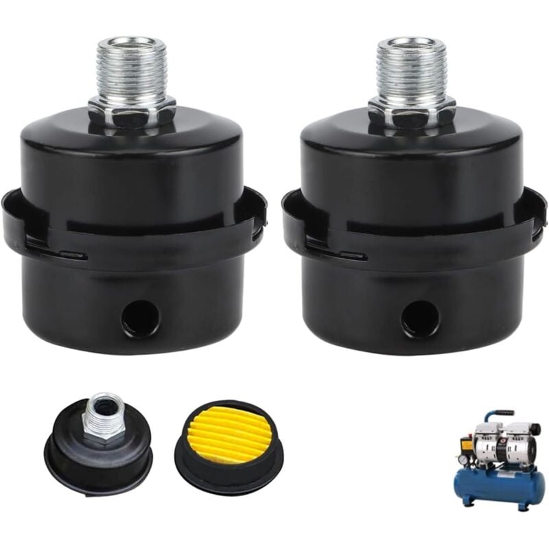 2 Stück Kompressor Schalldämpfer Filter, Luftfilter Für Kompressor, Metall Schalldämpfer Luftkompressor Ansauggewinde, Für Luftkompressor Ersatzteile