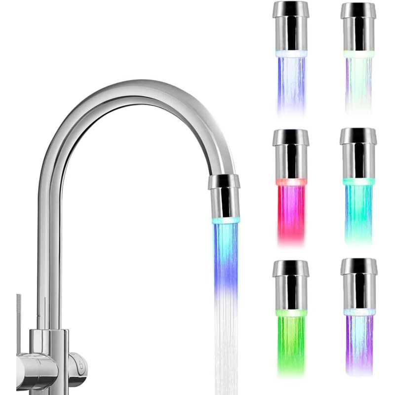 2 Stück LED Wasserhahn,7 Farben Wasserhahn Aufsatz Küche,Bluegreen Wassersparer,LED Wasserhahn Aufsatz,Wasserhahn LED,Wasserhahn Aufsatz für Küche
