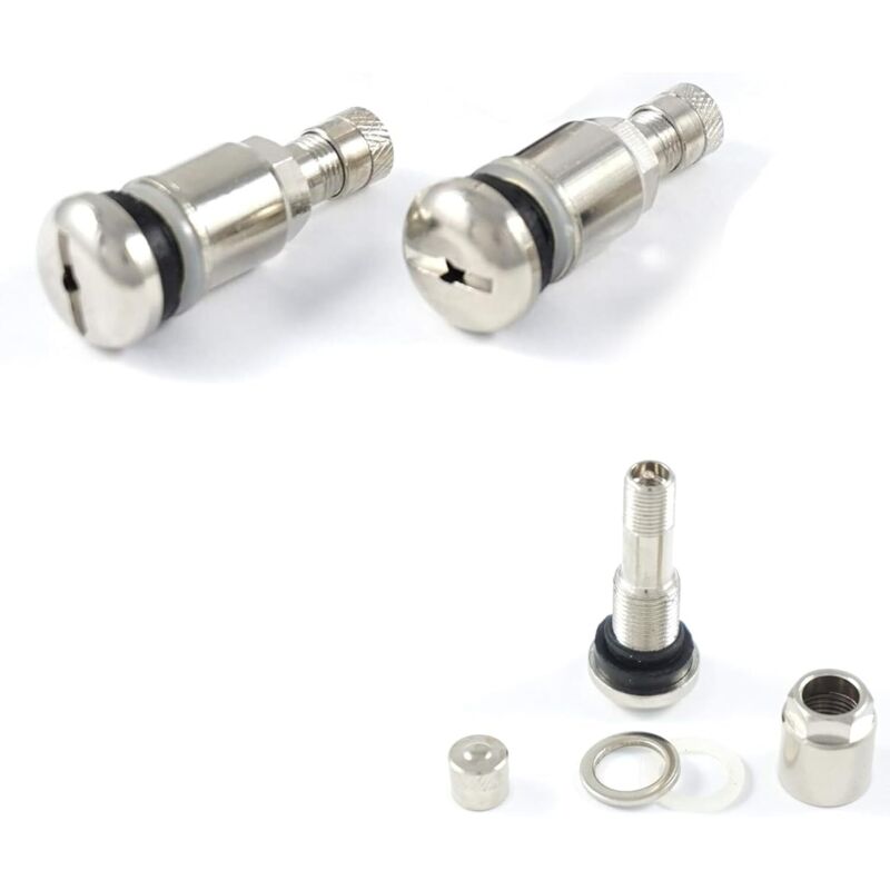 2 Stück Metallventile Neu Silber Felgen Ventile 42x17mm Luftventil Auto Stahlventile Felgenventile Reifenventil Auto (Silbrig)