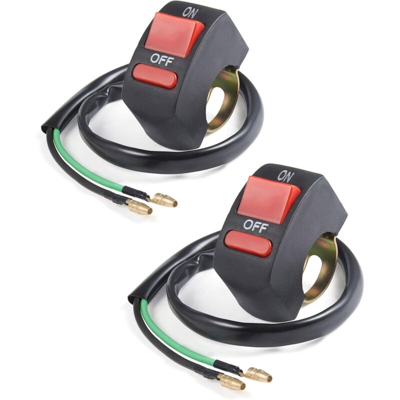 2 Stück Motorrad-Not-Aus-Schalter, Motorradschalter, Motorrad-Lenkerschalter, Motorrad-Scheinwerferschalter, Druckknopf-Ein/Aus-Schalter, geeignet