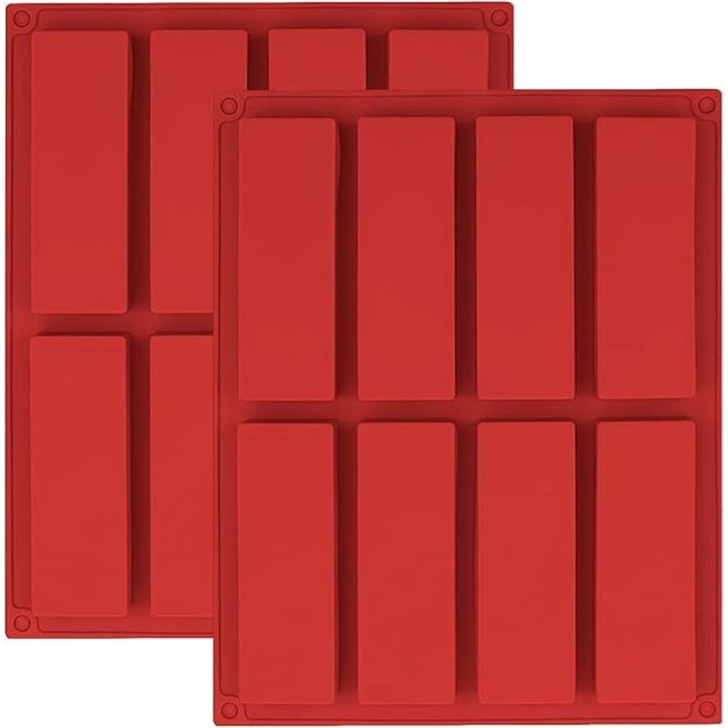 2 Stück Müsliriegelformen, rechteckige Silikonform mit 8 Mulden für Brot, Kuchen, Schokoriegel, Müsliriegel und Kekse