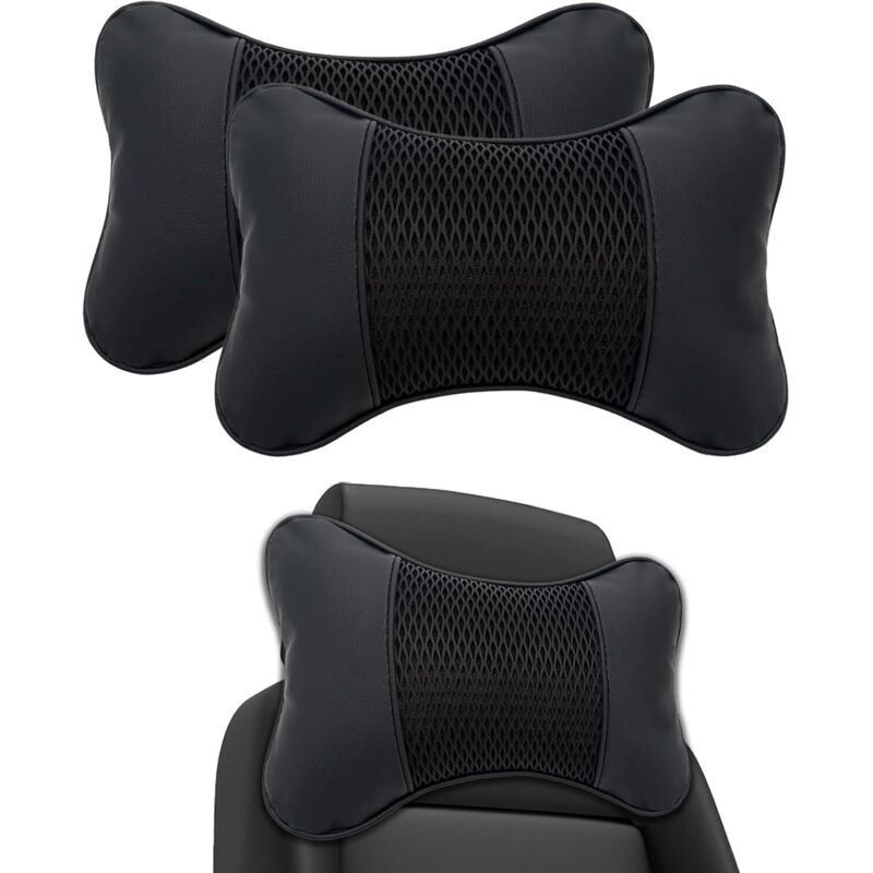 2 Stück Nackenkissen Auto, Schwarzes Kopfstütze Auto Kinder und Erwachsene, Nackenstütze Auto Weiches Auto Nackenkissen(Schwarz)