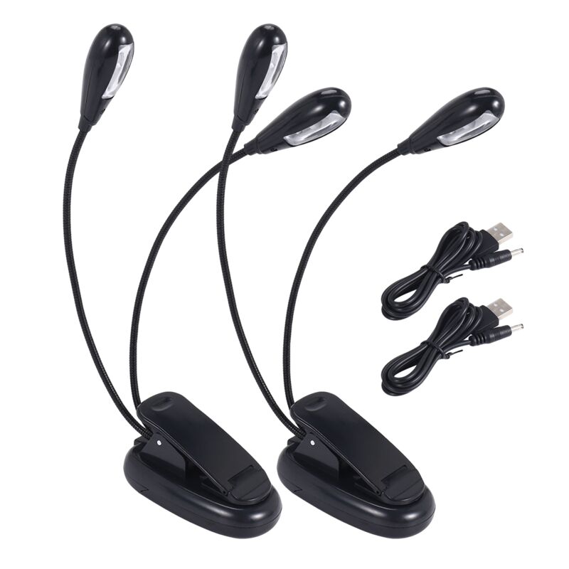 Tlily - 2 stück notenständer-licht-clip auf led-buchlichtern doppelarm-leselichter für bücher im bett 360 grad verstellbarer clip