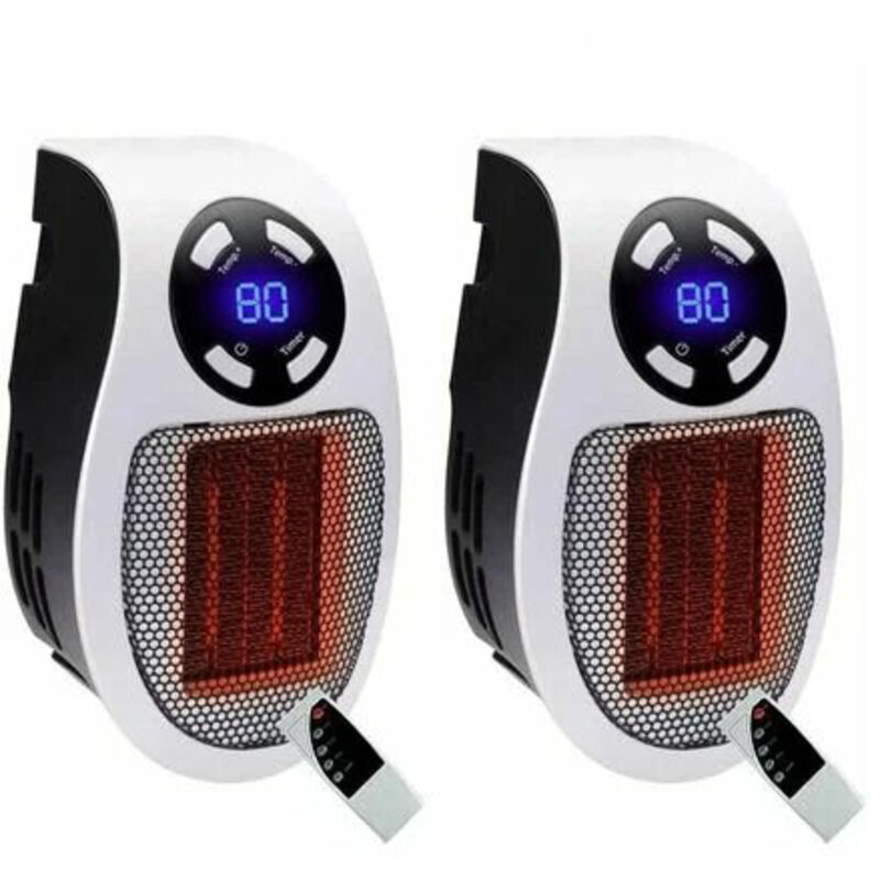 2 Stück Plug-in-Heizung, Mini-Elektroheizung 500 w, einstellbare Thermostatheizung, Temperaturregelungsfunktion, Timer-Funktion, tragbare Heizung