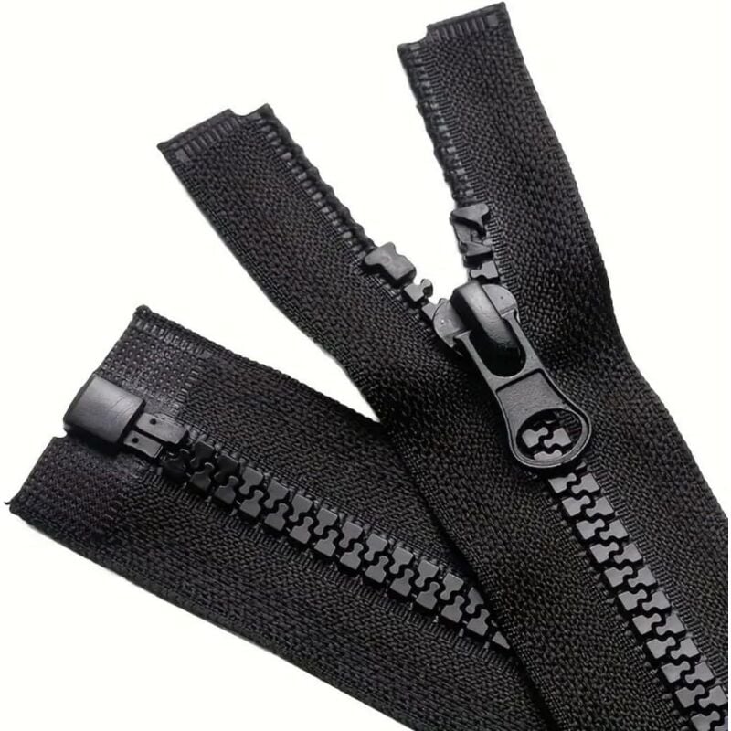 2 Stück Reißverschluss für Jacken – Doppelkopf, Reißverschlüsse mit separierbarer Funktion, ideal für Anoraks und Mäntel – Reisverschluss schwarz