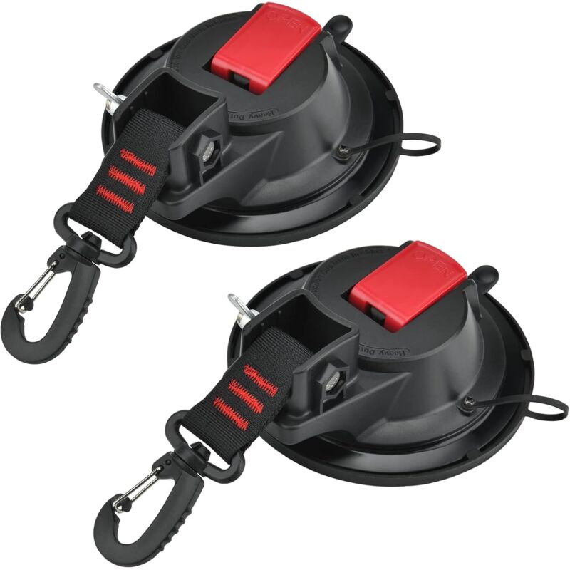 2 Stück Saugnapf-Anker mit Spannhaken-Befestigung, Camping-Befestigungshaken, Markisen-Saugnapf-Befestigungshaken für Auto-Seitenzelte,