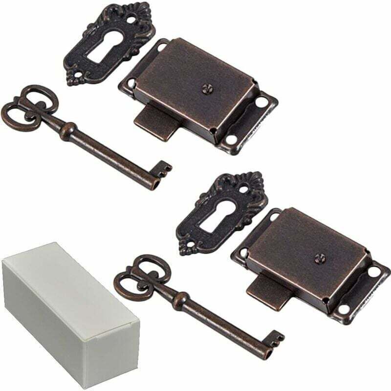 2 Stück Schrankschloss, antikes Schloss, dekoratives Möbelschloss mit Schlüssel, antikes Quartett, klassisches dekoratives Schloss, Küchenmöbel, Box,