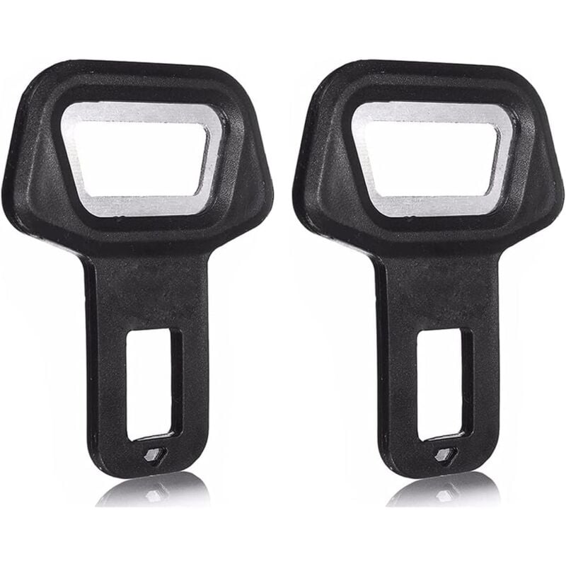 Ersandy - 2-teiliges Sicherheitsgurtschloss mit Flaschenöffner, Sicherheitsgurtverbinder für alle Automarken, Auto-Gürtelschnallen-Clip, Schwarz