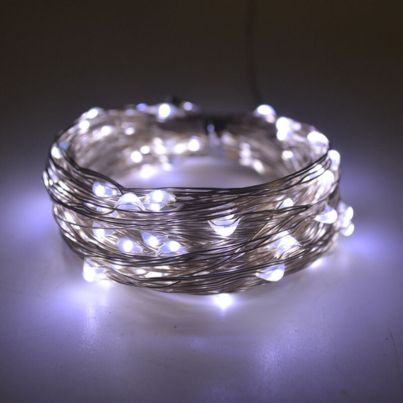 Solar-Lichterkette, 10 m, 100 LEDs, 8 Modi, geeignet für Weihnachtsbaum, Garten, Balkondekoration, Kaltweiß