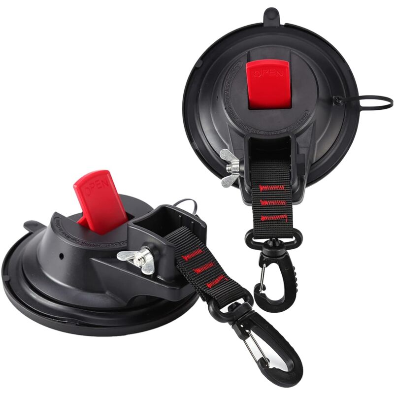 Ersandy - 2 Stück starke Auto-Anker-Saugnapfe mit Befestigungshaken für Auto-Seitenmarkise, Boot, Camping, Plane, Zelte, Gepäck, Planen