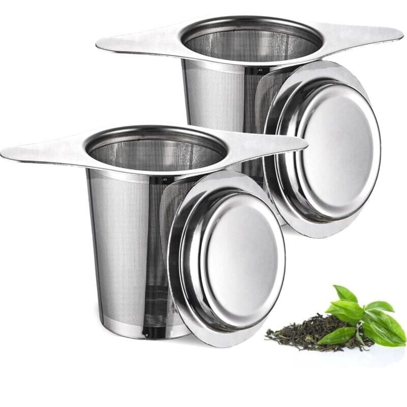 Linghhang - 2 Stück Teefilter mit Griffen und Deckel, Tee-Ei, Teefilter für Tasse, Teesieb, Tee-Ei, Tee-Ei-Tasse