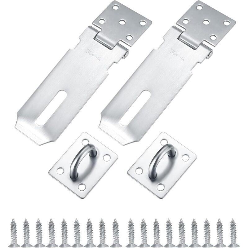 Bluedeer - 2 Stück Vorhängeschloss Haspe, 4 Zoll Edelstahl Schloss Vorrichtung Sicherheits Überfalle mit Schrauben Schloss Vorrichtung Türbeschlag