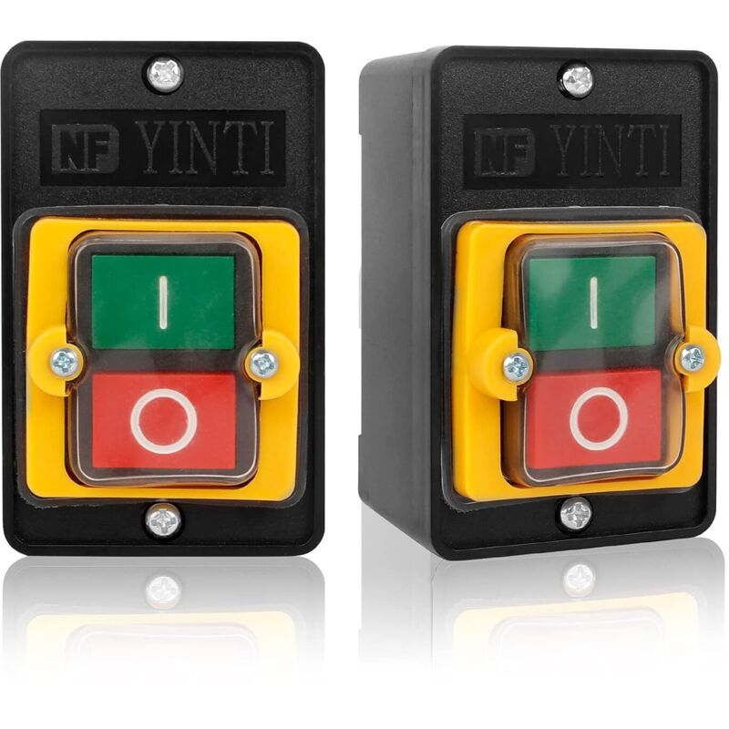 2 Stück wasserdichte Drucktaster-Maschine 10A 380V elektrischer Drucktaster Ein/Aus-Maschine wasserdichter Drucktaster-Schneidemaschine