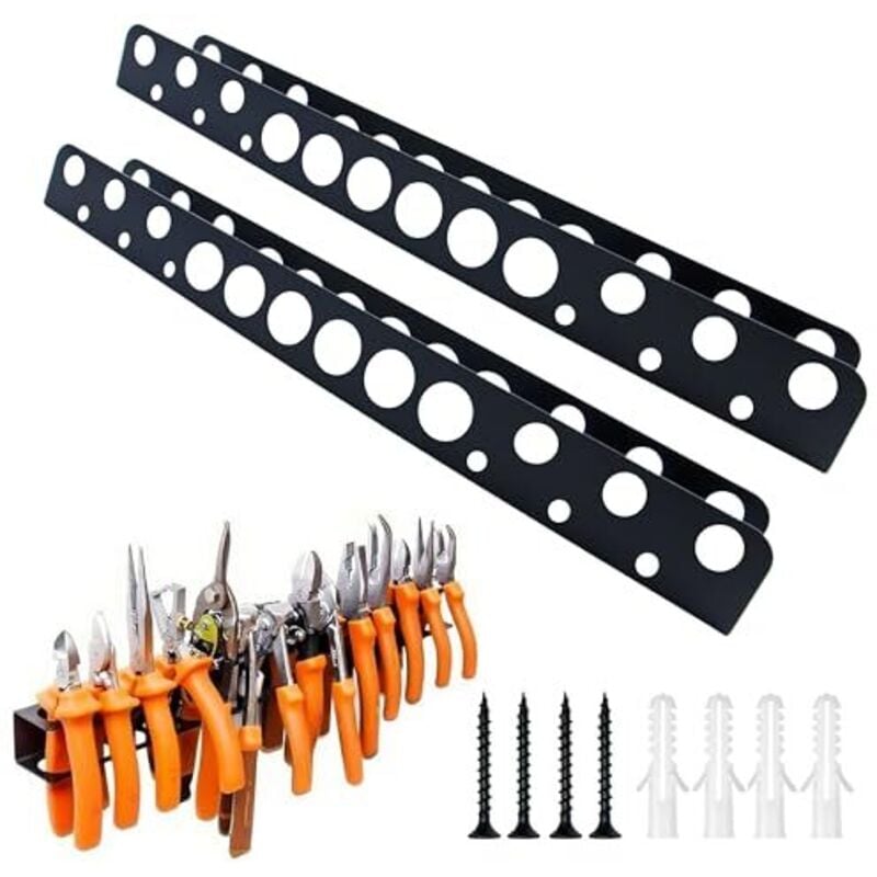 2 Stück Zangenhalter Wandhalterung Set,40 cm Wandhalterung Werkzeug,Werkzeug Wandhalter mit Schrauben und Expansionsrohr, Schraubendreher
