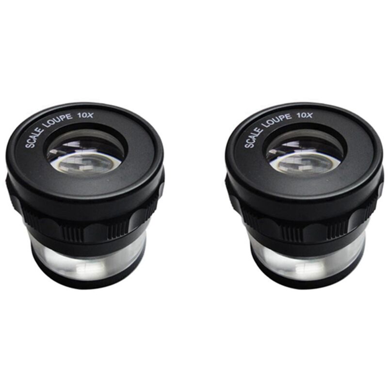 2 Stücke 10X Ständer Messung Messlupe Skala Lupe Lupe Vergrößerung 10X mit Skalierter Lupe