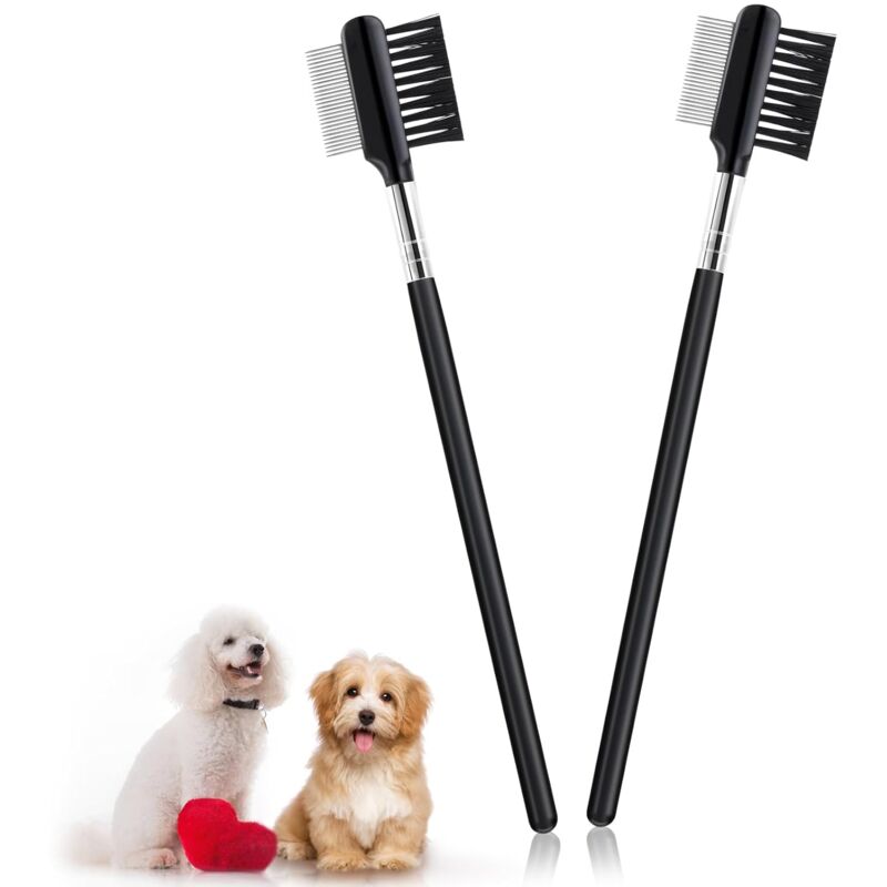 Bluedeer - 2 Stücke Hund Tränenfleckentferner Kamm, doppelseitige Hund Auge Kamm Bürste Hund Auge Grooming Kamm Haustiere Kamm doppelseitige für
