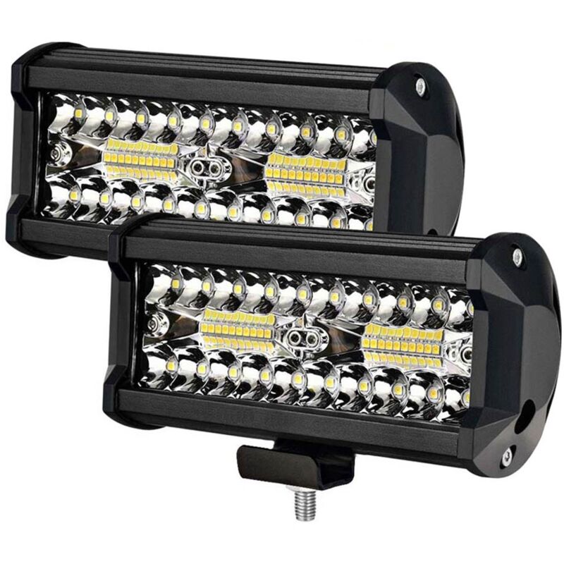 Tlily - 2 stücke led Leiste 7 Licht 3 Reihen zum Arbeiten Strahl Von Offroad Booten, Auto Traktoren Truck suv 12V 24V b