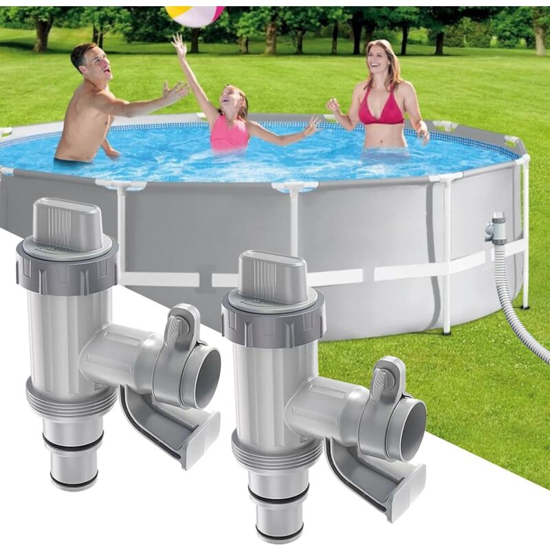 2 Stücke Pool-Kolbenventil Plus für oberirdische Pools, 2-in-1-Ersatzteile, Poolzubehör für Intex/Bestway/Coleman-Pools, Absperrventil für