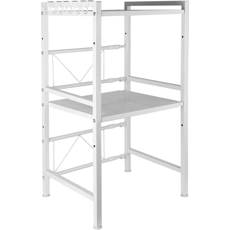 2-stufiges Mikrowellen-Ofengestell,ausziehbarer Mikrowellenregal, Küchentischregal aus Kohlenstoffstahl, Mini Backofen Halterung für kleine