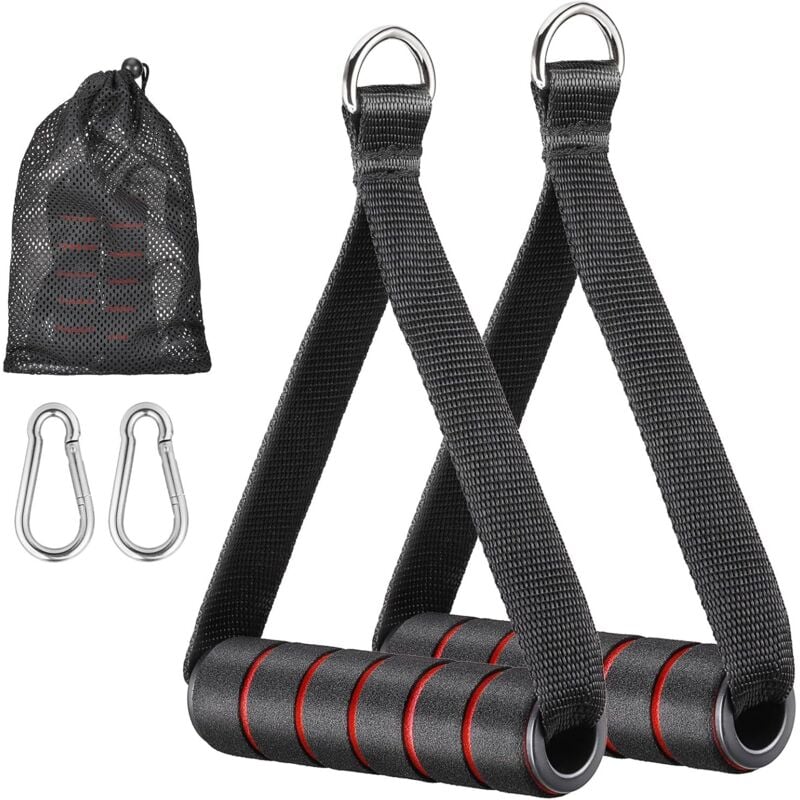 2-teilige Gewichthebergriffe, ergonomischer Griffgurt, Gewichtheberzubehör, komfortables D-Gewichthebergriffzubehör für Fitness und Bodybuilding,