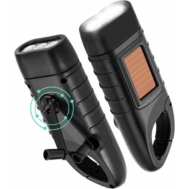 2-teilige Handkurbel-Taschenlampe, Solar-Handkurbel-Taschenlampe, wiederaufladbare LED-Dynamo-Taschenlampe mit Handkurbel, Not-Handkurbelleuchte für