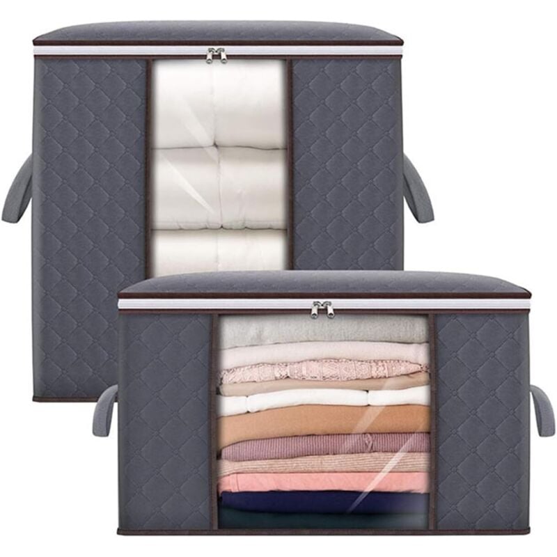 2-teiliger Aufbewahrungsbeutel für Kleidung, Aufbewahrungsbeutel mit Deckel, verstärktem Griff und Reißverschluss für Kleidung, Bettwäsche und