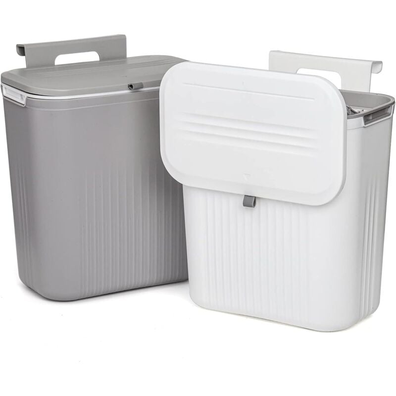 2-teiliger Küchenkomposteimer, hängender Mülleimer mit Deckel für die Arbeitsplatte oder unter der Spüle, an der Wand montierter Mülleimer auf der