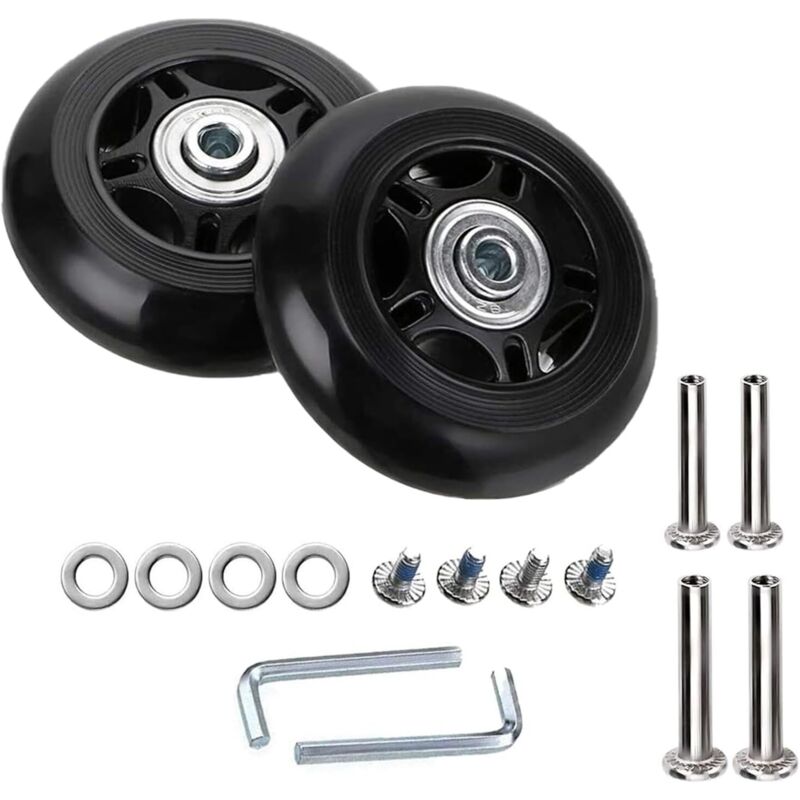 2-teiliges Ersatzrollenset für Koffer, Universal-Kofferrollen, geräuscharmes Gummi-Reparaturset für Gepäckzubehör, Koffer und Trolleys, 60 mm x 18 mm