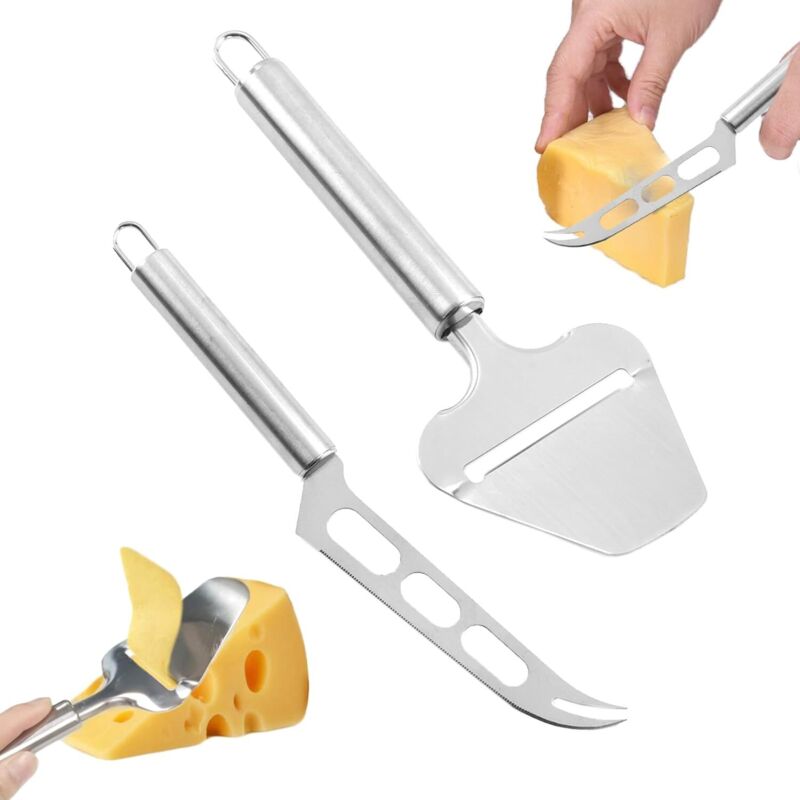 2-teiliges Käsemesser-Set, Käsehobel aus Edelstahl, Käseschneider, Käsemesser-Set, zum Schneiden von Käse, Weichkäse, Schokolade, Pizza