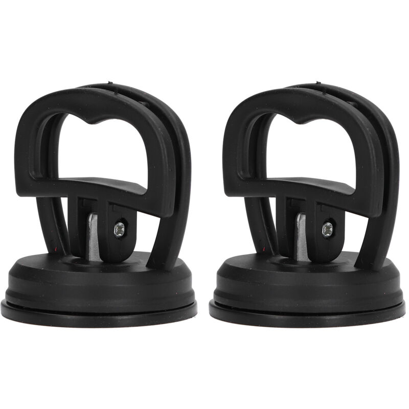 2-teiliges Saugnapf-Hebewerkzeug zum Anheben von Fliesen, Autohüllen und Handys – Starker Einhandgriff, Kunststoff und Gummi, 5,6 x 5,6 cm, schwarz