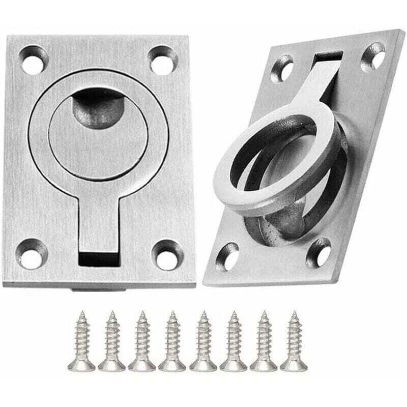 2-teiliges Schubladengriff-Set, Schrankgriff, Edelstahlgriffe für Boote, Marinegriff, Einbauluke für Boote, Einbaugriff mit 8 Schrauben (64 x 46 mm)