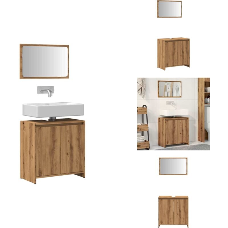 Vidaxl - 2-tlg. Badmöbel-Set Artisan-Eiche Holzwerkstoff - Badmöbel Set - Badmöbel Sets - Badmöbelset - Badmöbel