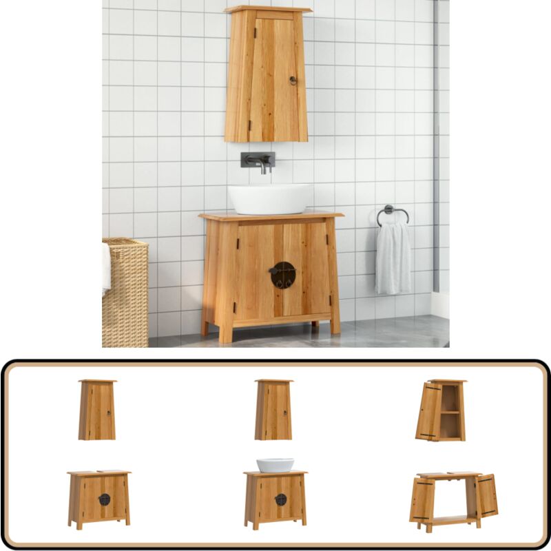 Vidaxl - 2-tlg. Badmöbel-Set Massivholz Kiefer - Badmöbel - Badschränke - Kiefernholz - Vintage Look - Stauraum