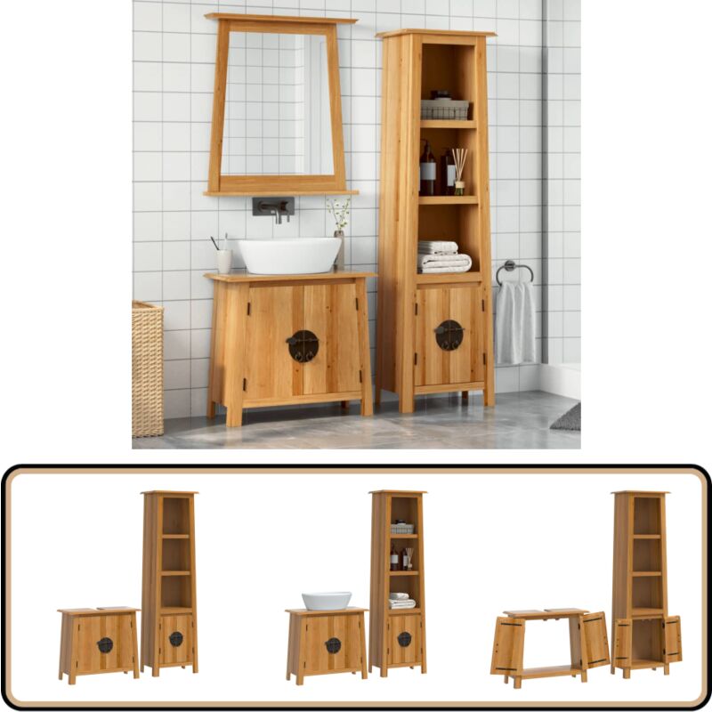 2-tlg. Badmöbel-Set Massivholz Kiefer - Badmöbel - Badschränke - Kiefernholzmöbel - Vintage Badezimmer - Badezimmerausstattung