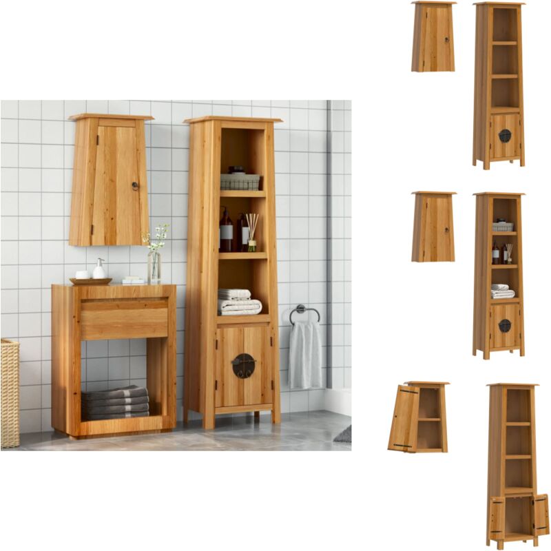 Vidaxl - 2-tlg. Badmöbel-Set Massivholz Kiefer - Badmöbel - Badschränke - Kiefernholzmöbel - Vintage Badezimmer - Badezimmerausstattung