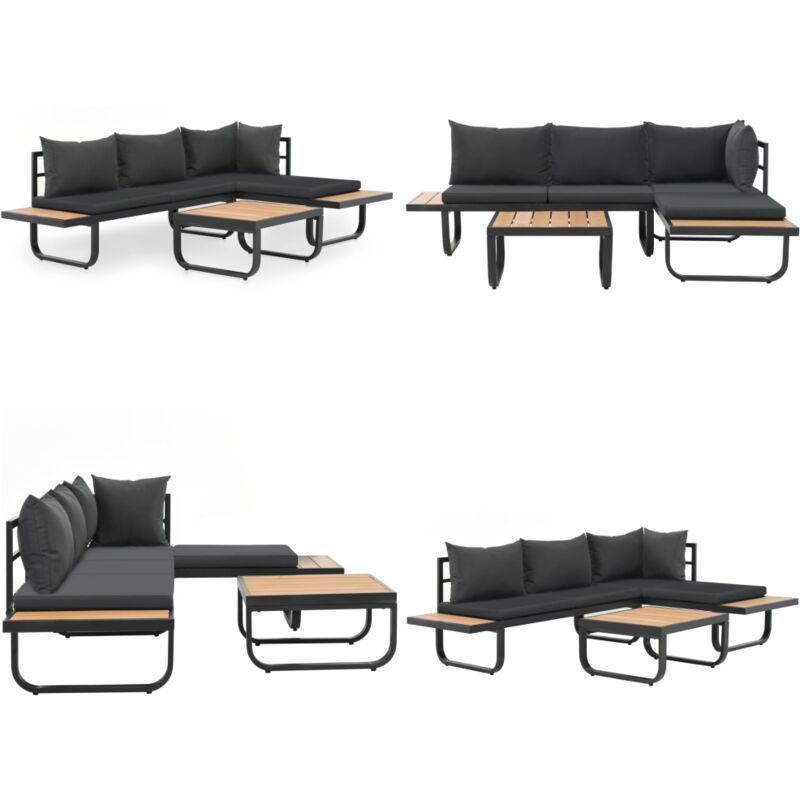 2-tlg. Garten-Ecksofa-Set mit Auflagen Aluminium WPC - Sofagarnitur - Gartenmöbel - Outdoor Möbel - Lounge Set - Aluminium Gartenmöbel - Home & Living