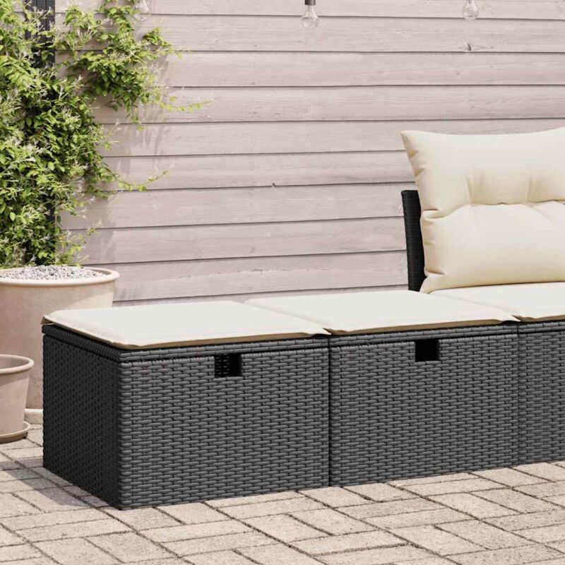 2-tlg. Garten-Sofagarnitur mit Kissen Schwarz Poly Rattan - Vidaxl
