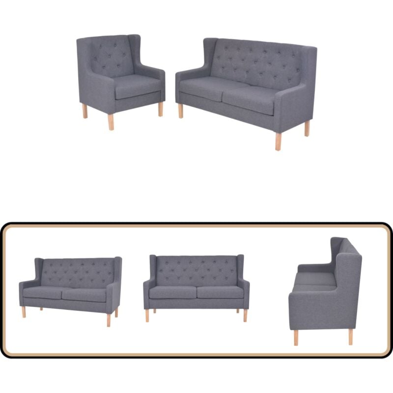 Vidaxl - 2-tlg. Sofa-Set Stoff Grau - Couch Set - Wohnlandschaft - Grau - Modernes Sofa - Gemütliches Sofa