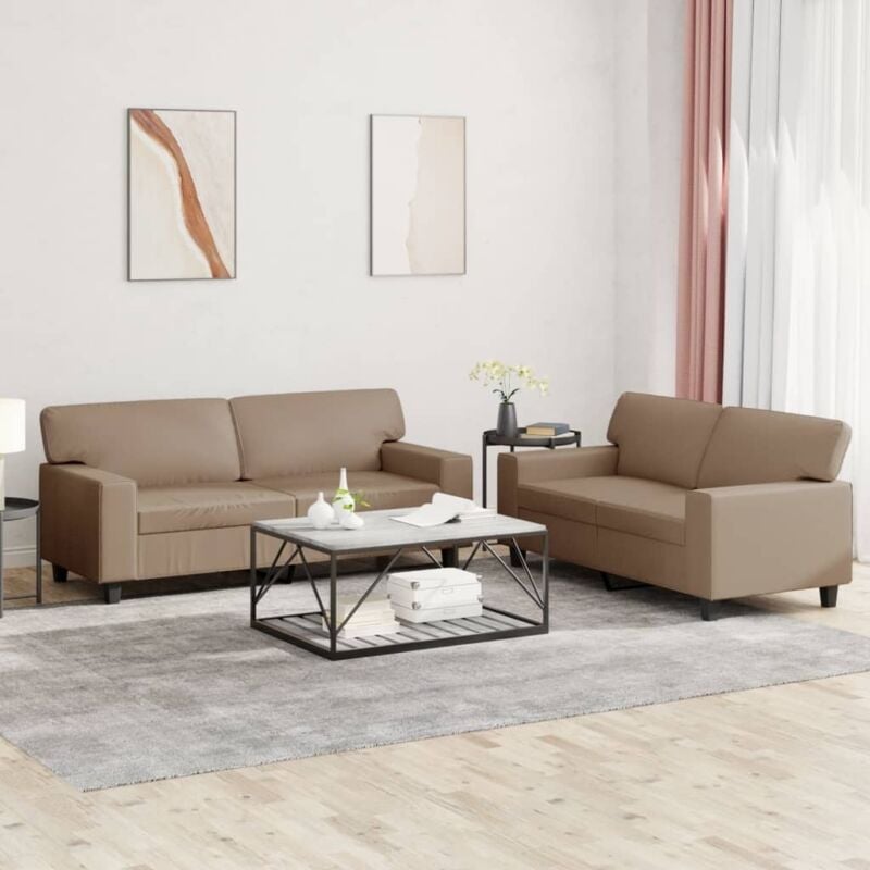 Vidaxl - 2-tlg. Sofagarnitur Cappuccino-Braun Kunstleder