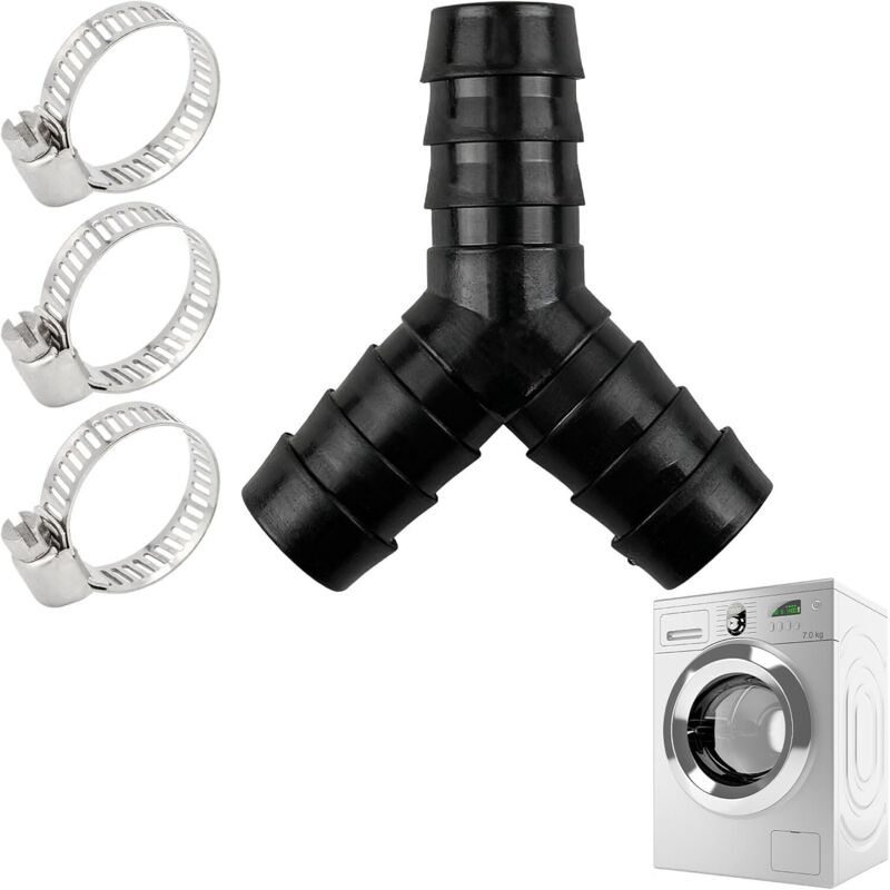 2-Wege-Y-Verteiler für Ablaufschläuche, 4-teiliges Doppelablauf-Set für Waschmaschine und Geschirrspüler, Doppelablauf für Waschmaschine mit 3