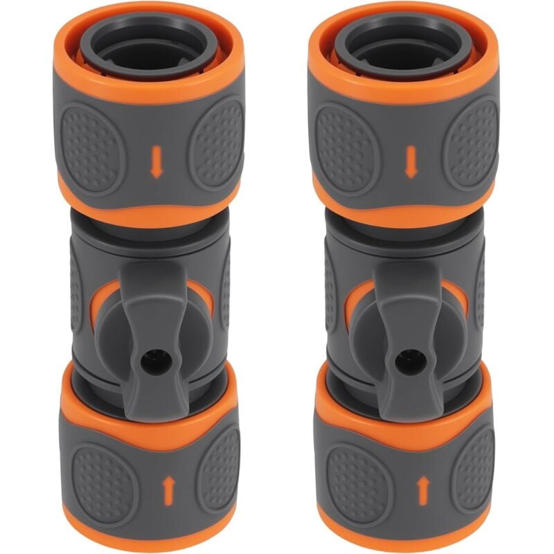 2 x Garden Hose Connector 1/2 Inch (12 mm) Hose Coupling with Regulating Valve Water Stop Garden Hose Coupling Garden Hose Quick Couplings with
