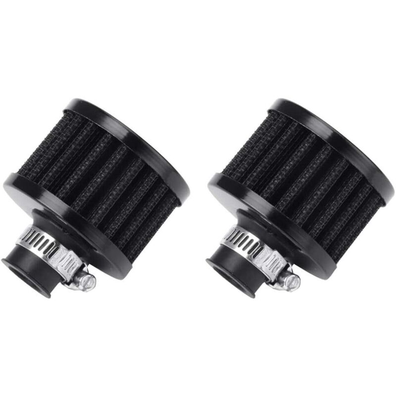 2 x Kaltluftfilter-Entlüftungs-Kurbelgehäuse-Turbolader 12mm Mini Schwarz für Auto Motorrad